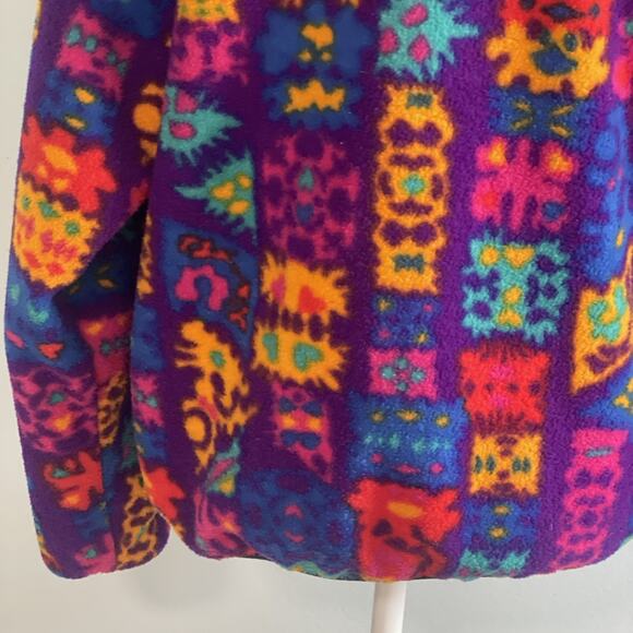 Vtg Obermeyer Women’s Full Zip Colorful Graphic Pullover Fleece Jacket No Size L - Picture 16 of 16